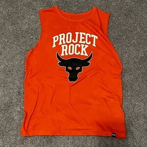 Under Armour Project Rock Orange Sleeveless Shirt Size YXL